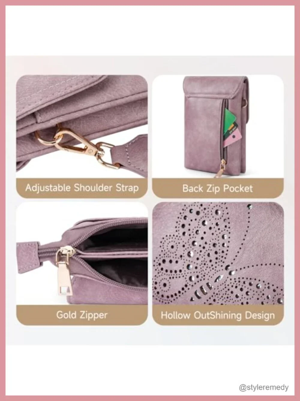 Vegan Leather Crossbody Phone Purse with Adjustable Strap